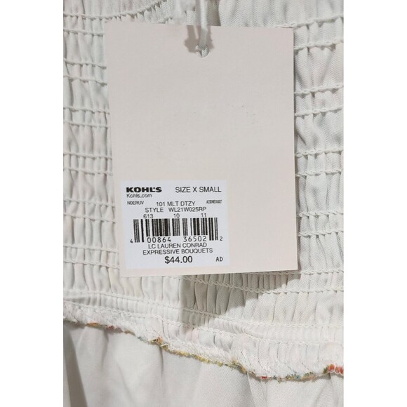 NWT $44 LC Lauren Conrad Womens Ruffle Coquette Top Multicolor Vacation Size XS - Picture 8 of 11